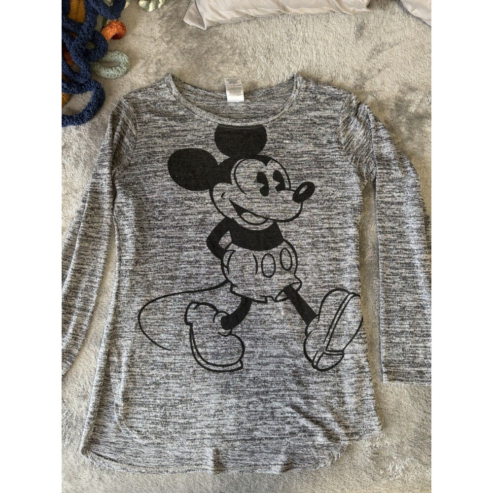 Disney Mickey Mouse Gray/Black Long Sleeve T-Shirt Adult Size XL